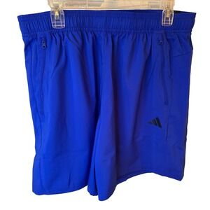 Adidas Mens Training Shorts Lucid Blue 7 Inch Inseam Regular Zipper Pockets XL7